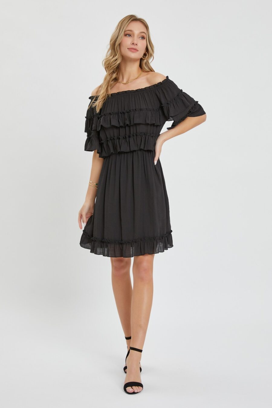 Off shoulder ruffle dress