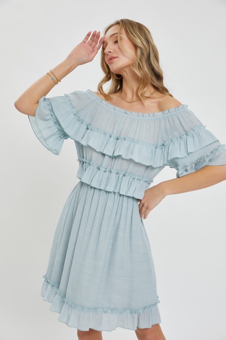 Off shoulder ruffle dress