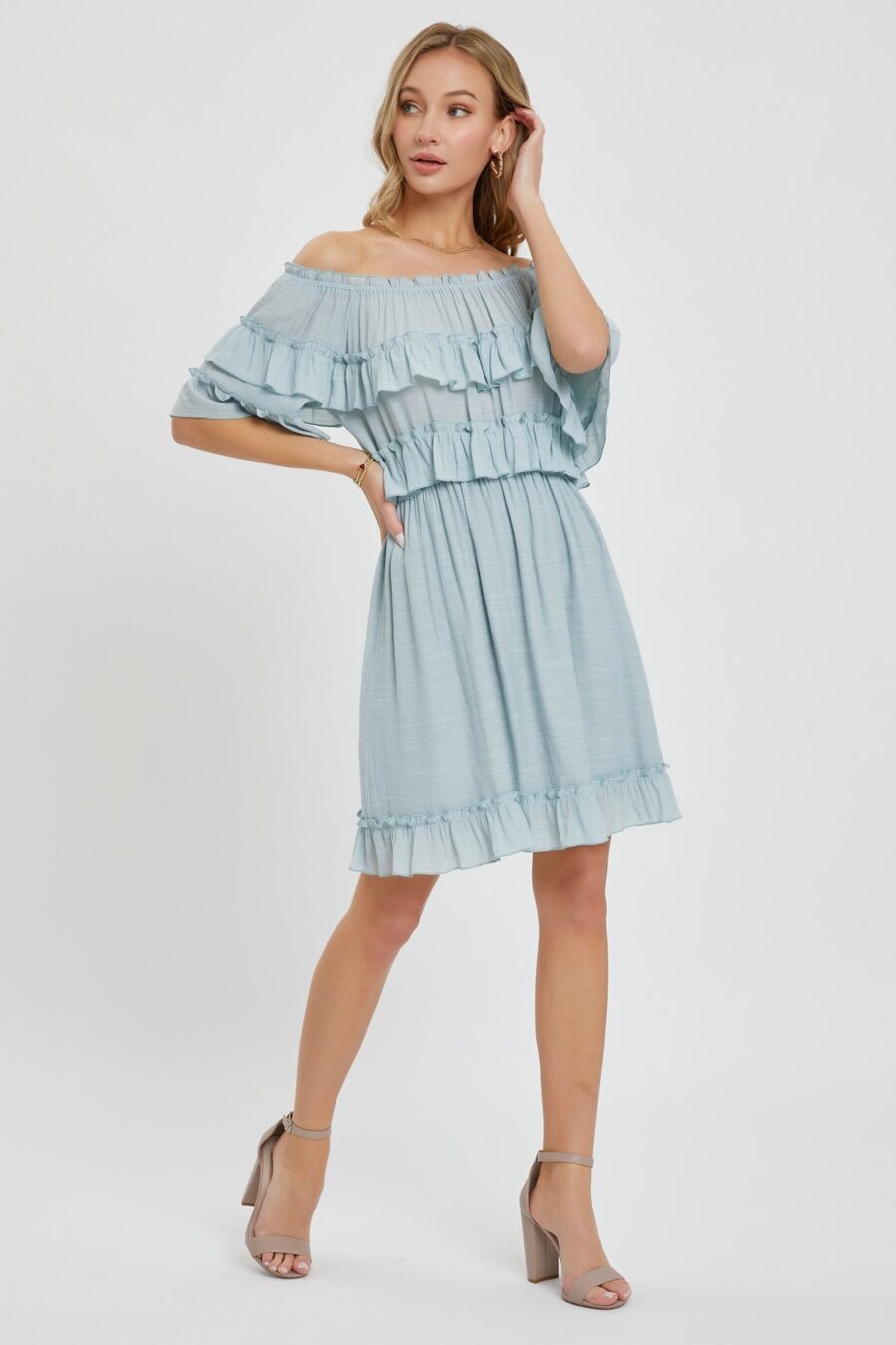 Off shoulder ruffle dress