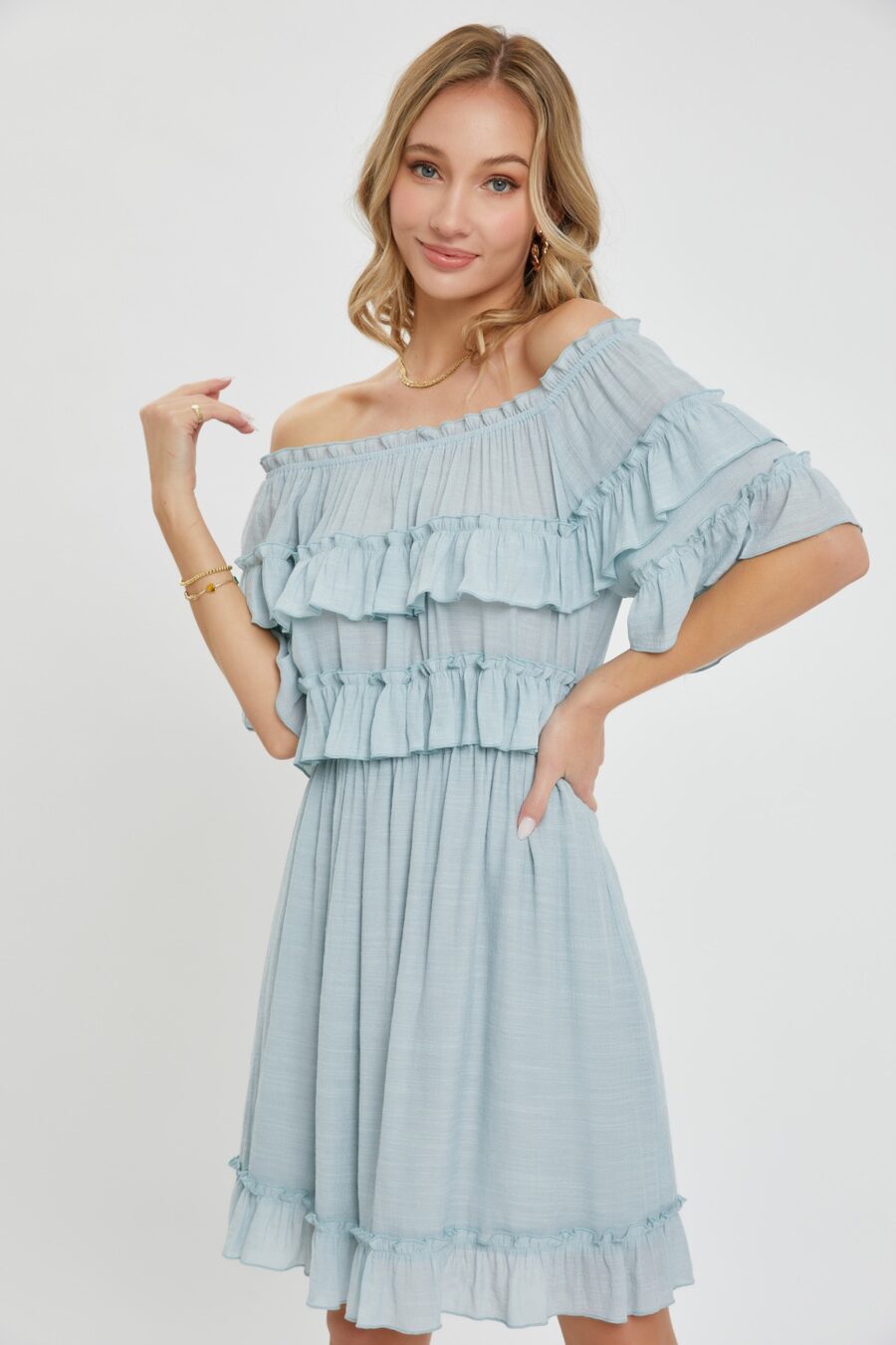 Off shoulder ruffle dress