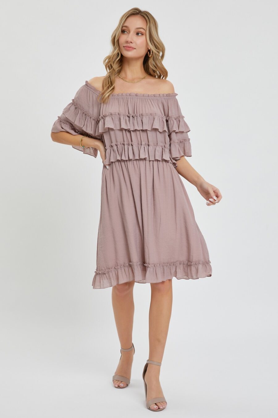 Off shoulder ruffle dress