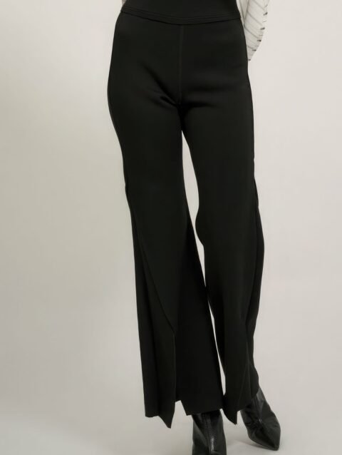 Solid Raw Edge Expose Seam Flare Pants