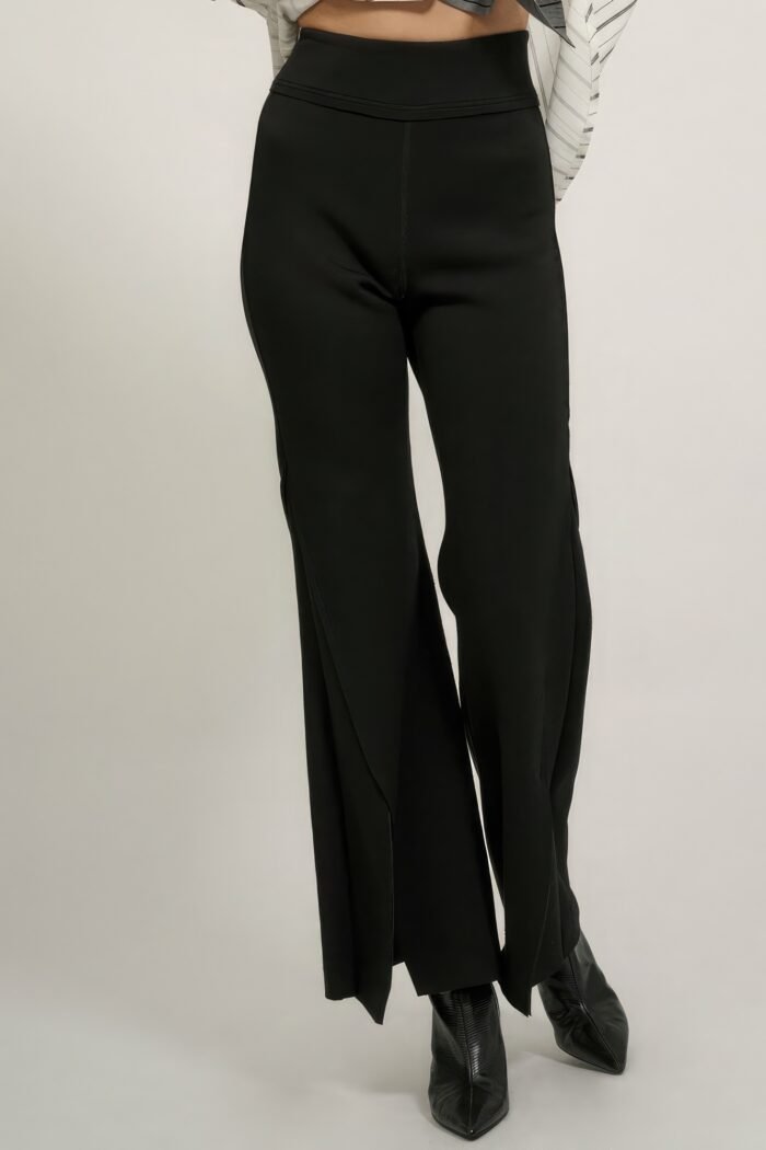 Solid raw edge expose seam flare pants