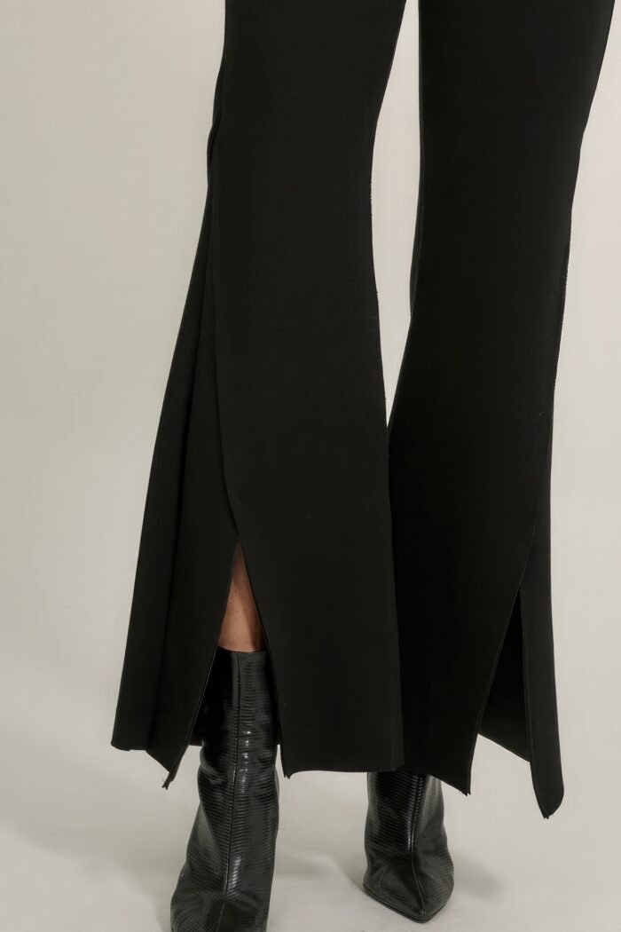 Solid raw edge expose seam flare pants