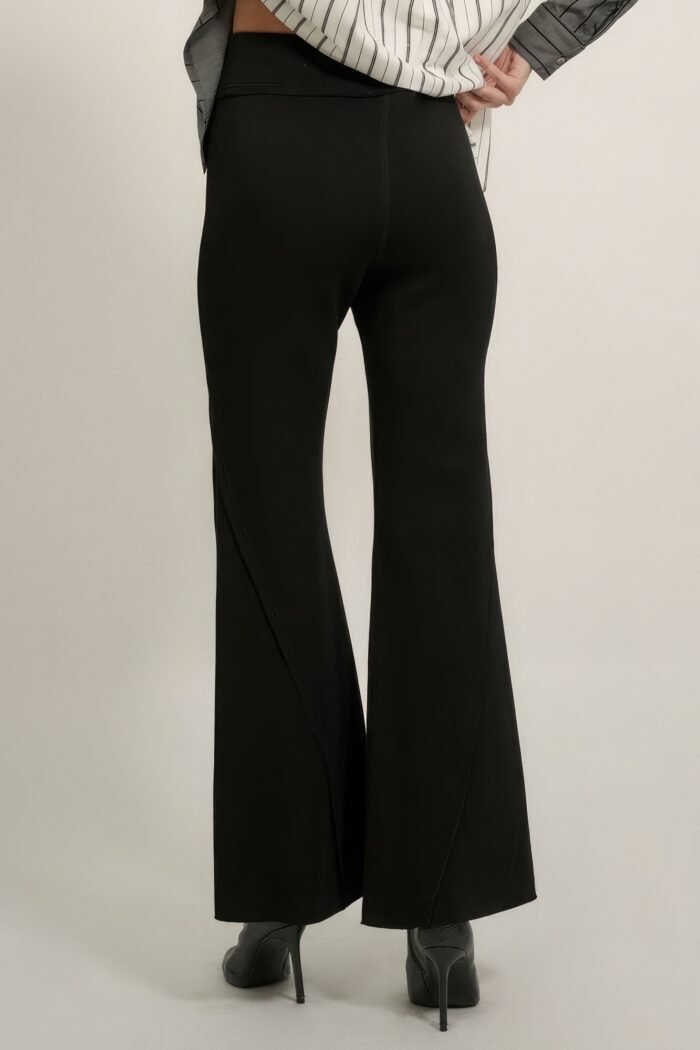 Solid raw edge expose seam flare pants
