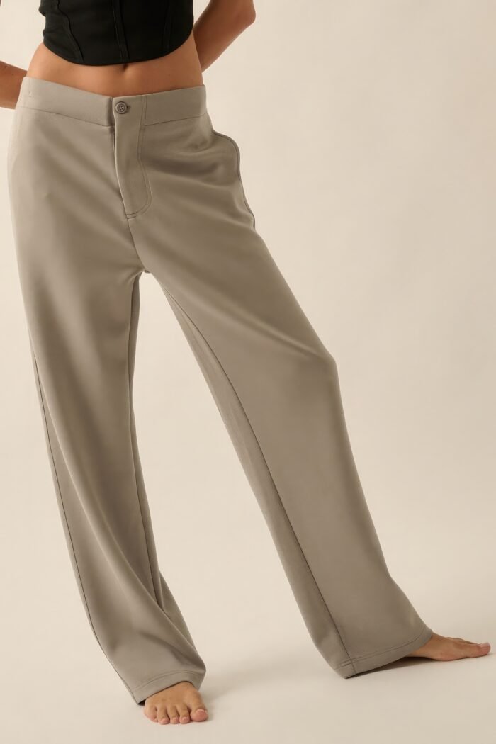 Premium scuba high waist button zip up fly pants