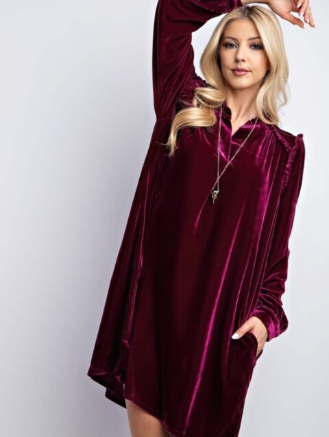 Mini Ruffle Detailing Velvet Dress