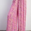 Wide Leg Palazzo Pants - Floral Print Gauze Palazzo