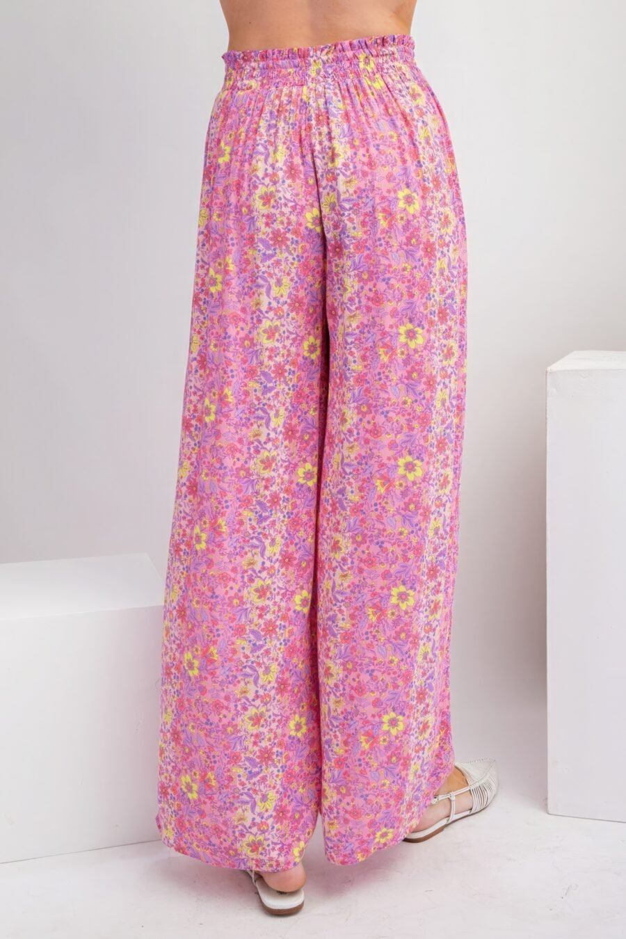 Floral print gauze palazzo pants