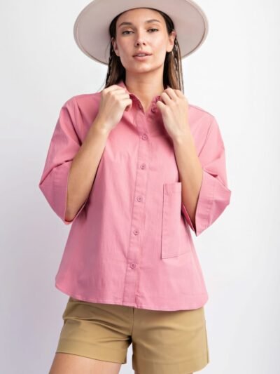 Half Slvs Stretch Poplin Button Down Shirt Half Slvs Stretch Poplin Button Down Shirt