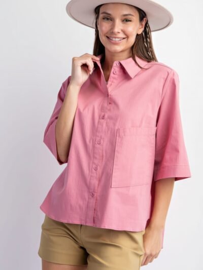 Half Slvs Stretch Poplin Button Down Shirt Half Slvs Stretch Poplin Button Down Shirt