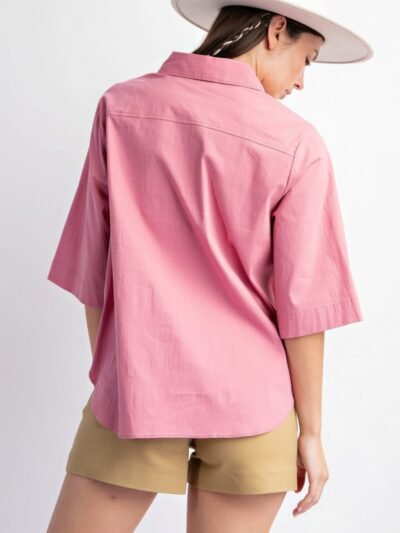 Half Slvs Stretch Poplin Button Down Shirt Half Slvs Stretch Poplin Button Down Shirt