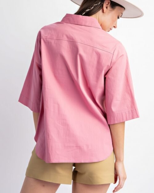 half slvs stretch poplin button down shirt