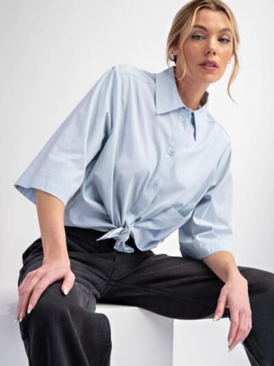 Half Slvs Stretch Poplin Button Down Shirt Half Slvs Stretch Poplin Button Down Shirt