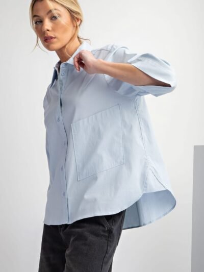 Half Slvs Stretch Poplin Button Down Shirt Half Slvs Stretch Poplin Button Down Shirt