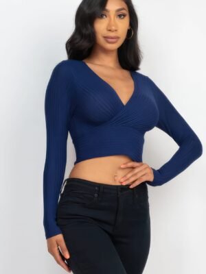 Ribbed Wrap Front Long Sleeve Top Ribbed Wrap Front Long Sleeve Top