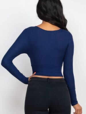 Ribbed Wrap Front Long Sleeve Top Ribbed Wrap Front Long Sleeve Top