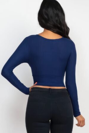 Ribbed Wrap Front Long Sleeve Top Ribbed Wrap Front Long Sleeve Top