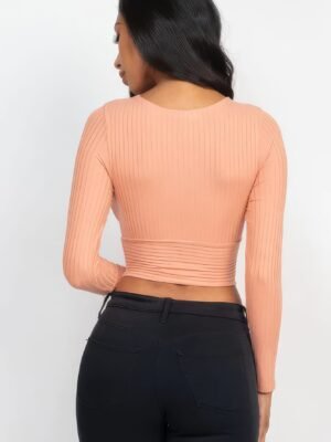 Ribbed Wrap Front Long Sleeve Top Ribbed Wrap Front Long Sleeve Top