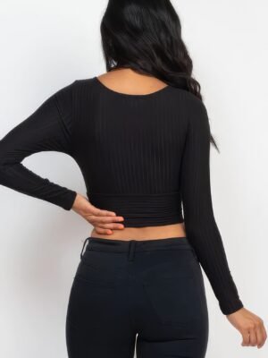 Ribbed Wrap Front Long Sleeve Top Ribbed Wrap Front Long Sleeve Top