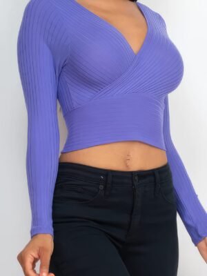 Ribbed Wrap Front Long Sleeve Top Ribbed Wrap Front Long Sleeve Top