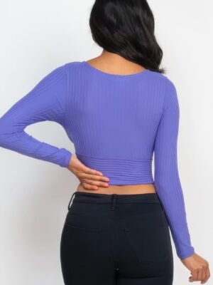 Ribbed Wrap Front Long Sleeve Top Ribbed Wrap Front Long Sleeve Top