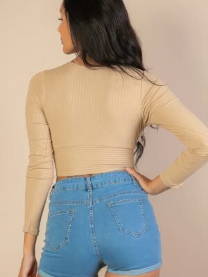 Ribbed Wrap Front Long Sleeve Top Ribbed Wrap Front Long Sleeve Top