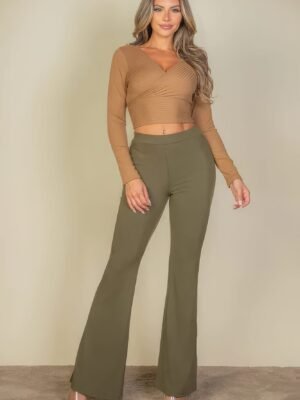 Ribbed Wrap Front Long Sleeve Top Ribbed Wrap Front Long Sleeve Top