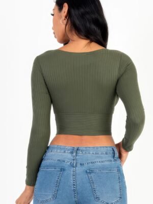 Ribbed Wrap Front Long Sleeve Top Ribbed Wrap Front Long Sleeve Top