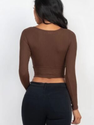 Ribbed Wrap Front Long Sleeve Top Ribbed Wrap Front Long Sleeve Top