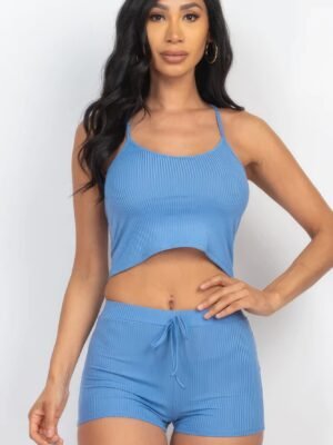 Ribbed Crop Cami Top & Shorts Set Ribbed Crop Cami Top & Shorts Set
