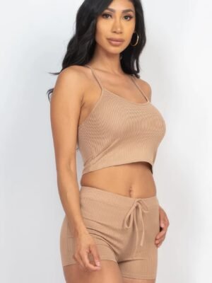 Ribbed Crop Cami Top & Shorts Set Ribbed Crop Cami Top & Shorts Set