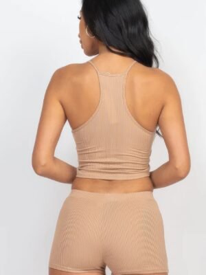 Ribbed Crop Cami Top & Shorts Set Ribbed Crop Cami Top & Shorts Set