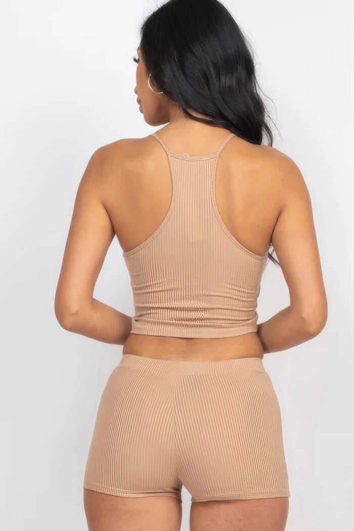 Ribbed crop cami top & shorts set