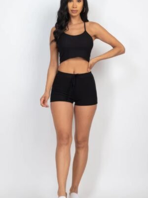 Ribbed Crop Cami Top & Shorts Set Ribbed Crop Cami Top & Shorts Set