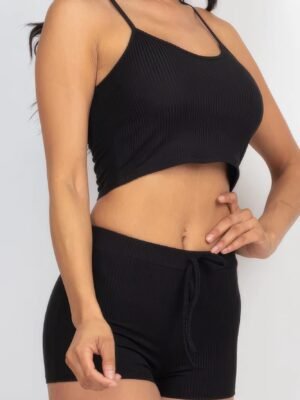 Ribbed Crop Cami Top & Shorts Set Ribbed Crop Cami Top & Shorts Set