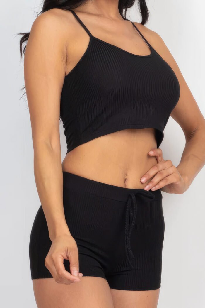 Ribbed crop cami top & shorts set