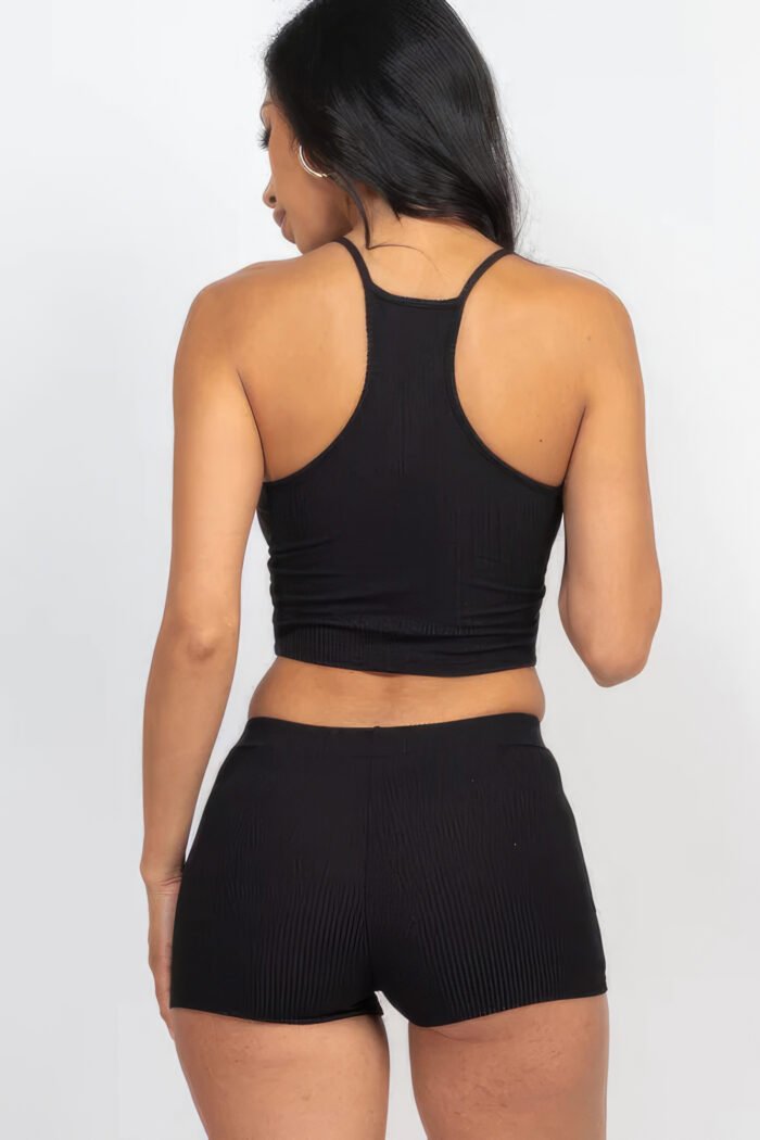 Ribbed crop cami top & shorts set