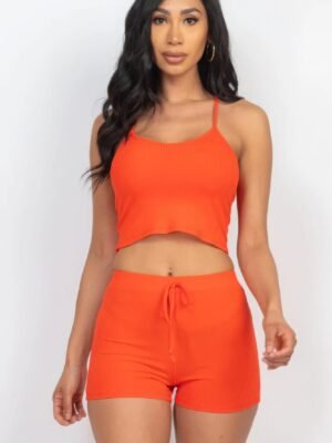 Ribbed Crop Cami Top & Shorts Set Ribbed Crop Cami Top & Shorts Set