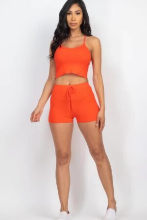 Ribbed Crop Cami Top & Shorts Set Ribbed Crop Cami Top & Shorts Set