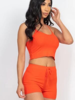 Ribbed Crop Cami Top & Shorts Set Ribbed Crop Cami Top & Shorts Set