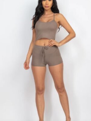 Ribbed Crop Cami Top & Shorts Set Ribbed Crop Cami Top & Shorts Set