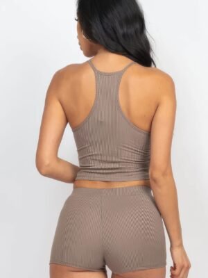 Ribbed Crop Cami Top & Shorts Set Ribbed Crop Cami Top & Shorts Set