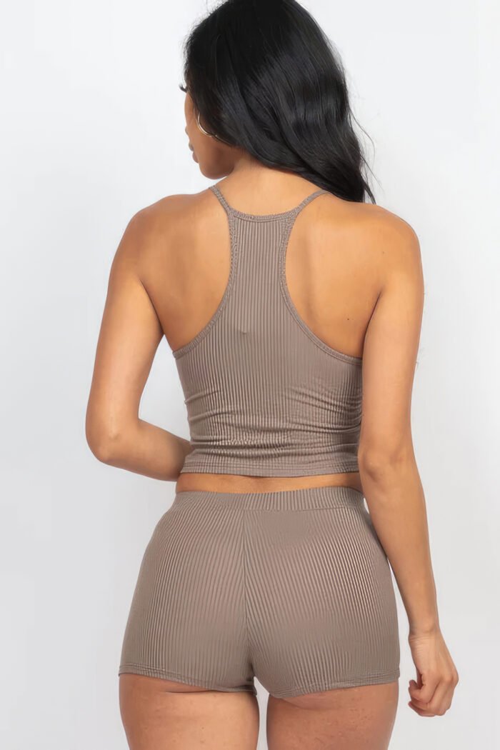 Ribbed crop cami top & shorts set