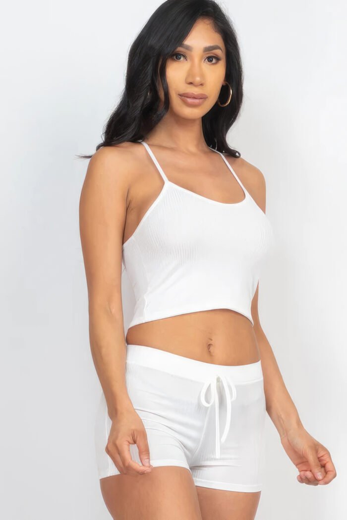 Ribbed crop cami top & shorts set