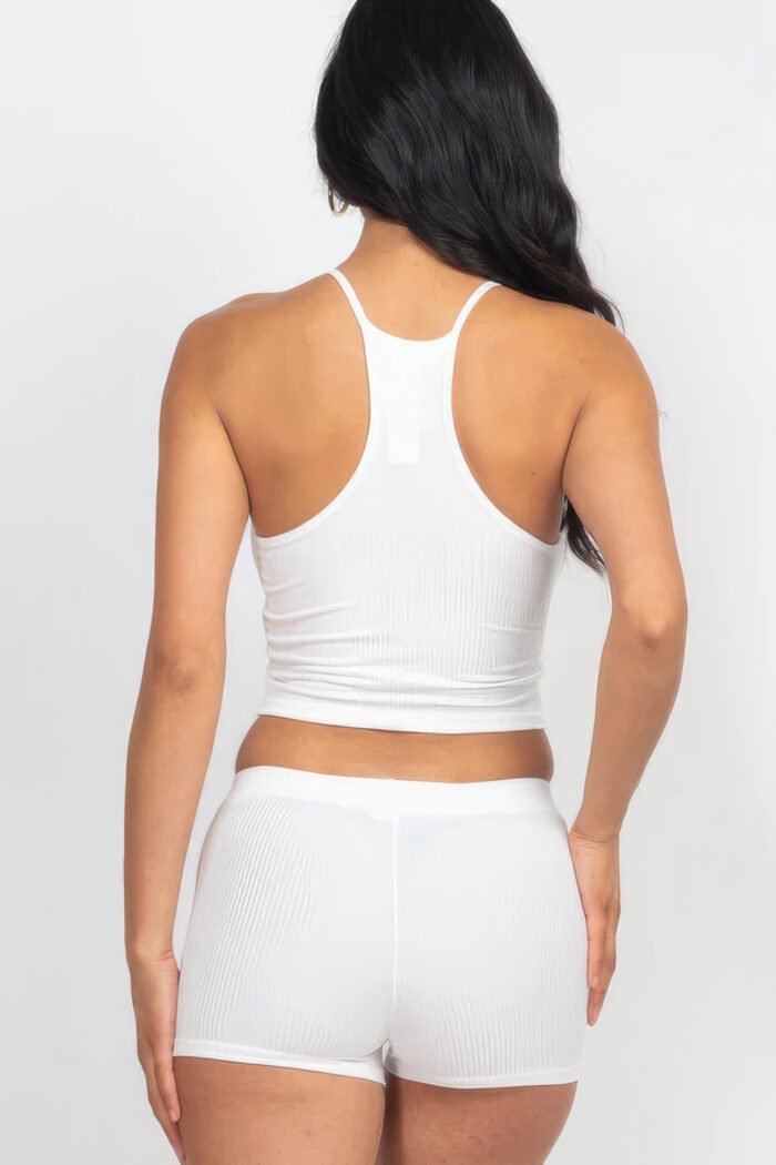 Ribbed crop cami top & shorts set