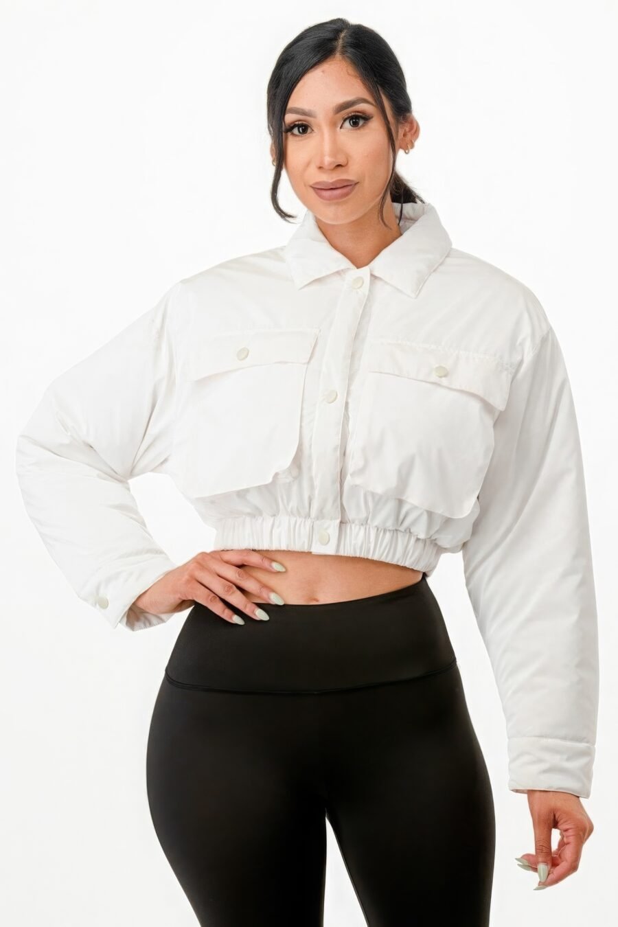 Shiny puffer bomber jacket