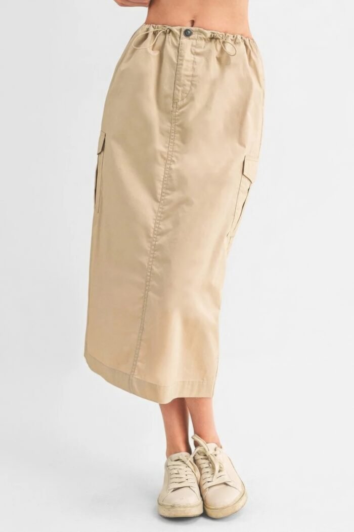 Cargo skirt with drawstring midi skirt