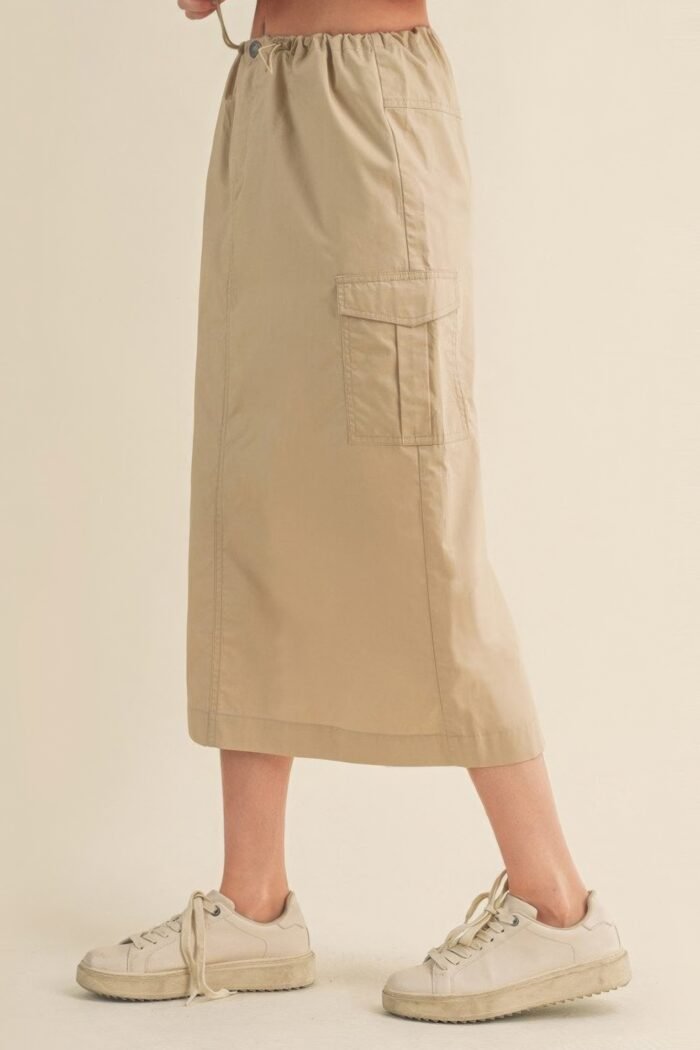 Cargo skirt with drawstring midi skirt