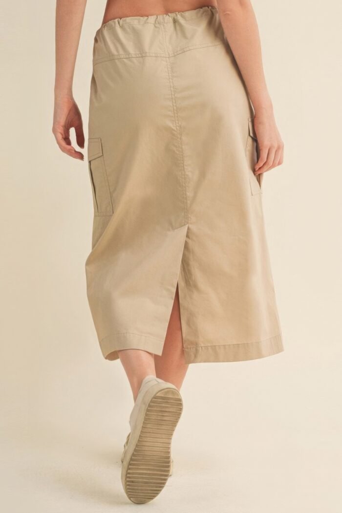 Cargo skirt with drawstring midi skirt